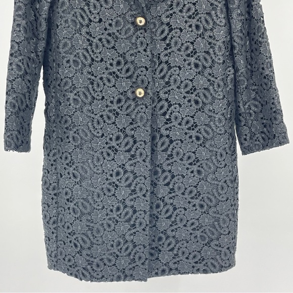KATE SPADE BLACK LACE BUTTON UP COAT BLACK AND GOLD XXS - Picture 4 of 11